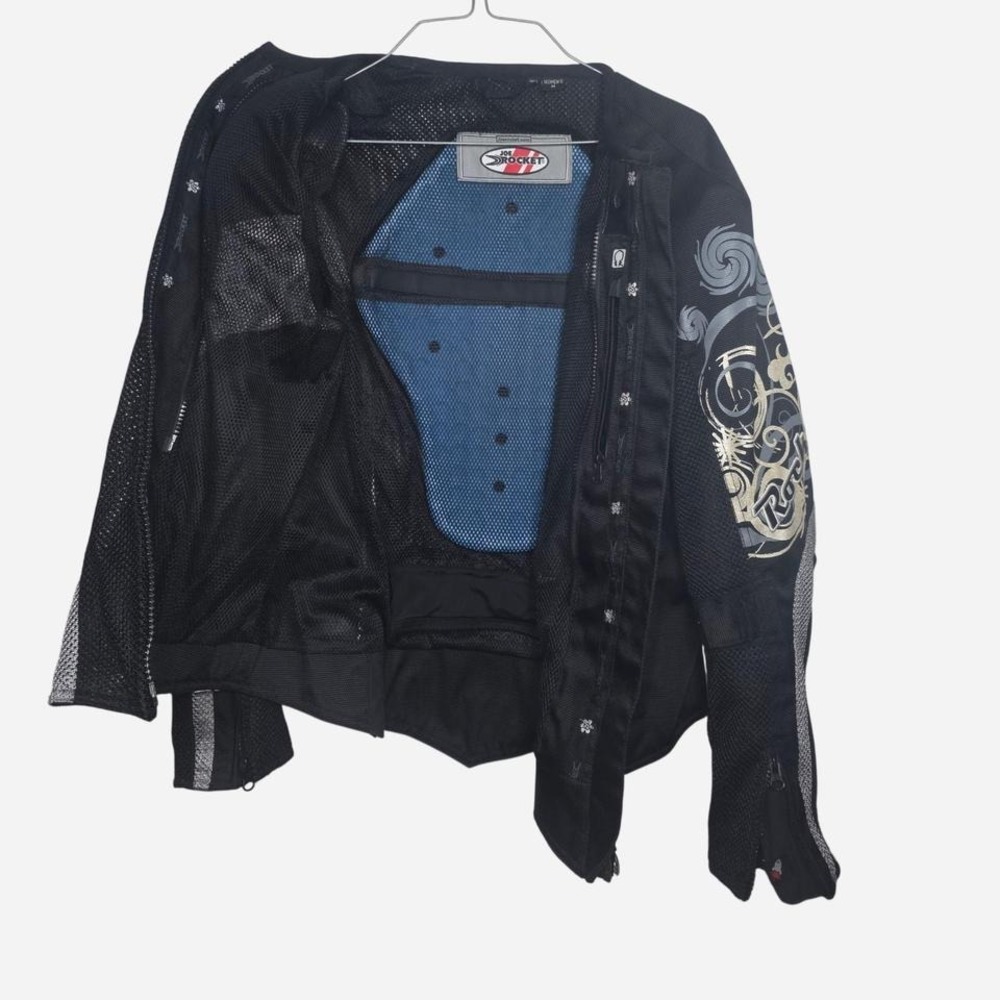 Joe Rocket black motorcycle jacket with grey accents and mesh design. Size: M - Picture 2 of 7